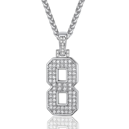Sports Jersey 8 Number Necklace Cubic Zirconia