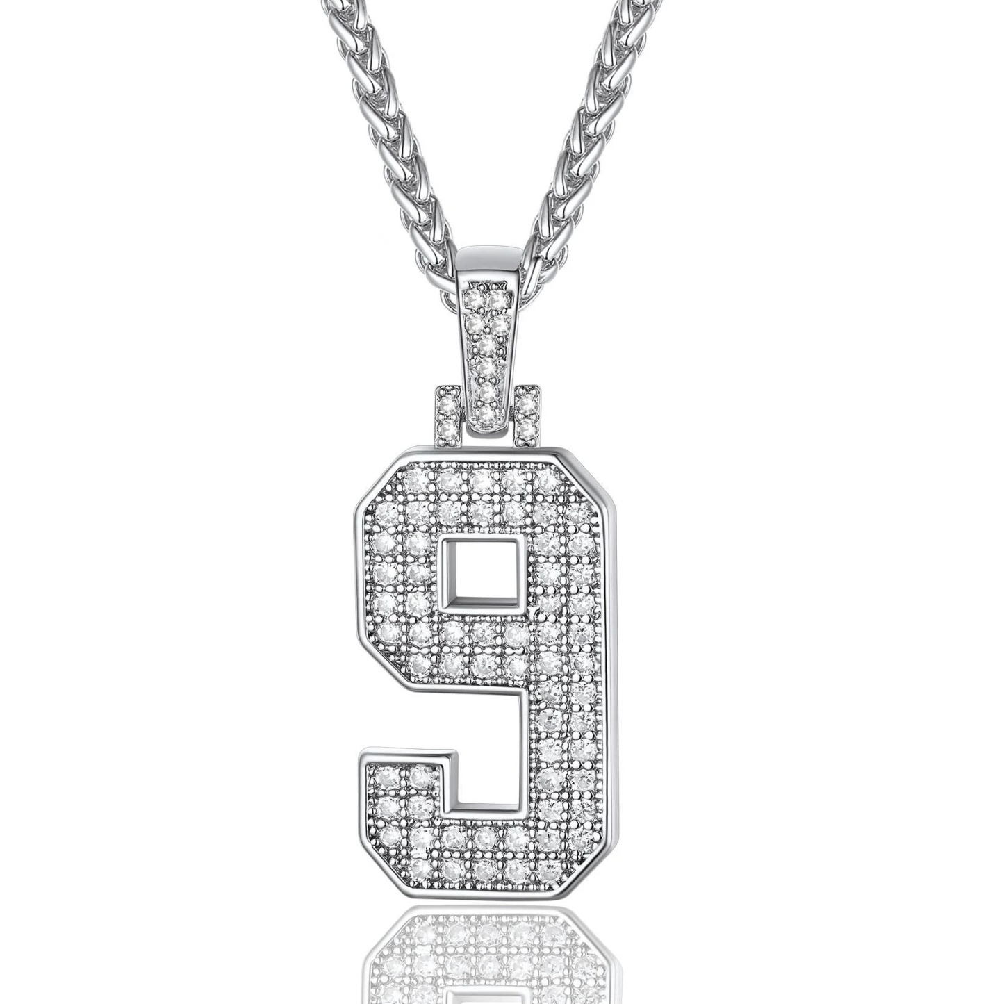 Sports Jersey 9 Number Necklace Cubic Zirconia