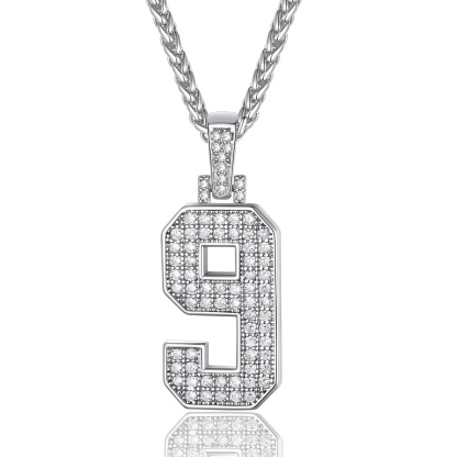Sports Jersey 9 Number Necklace Cubic Zirconia