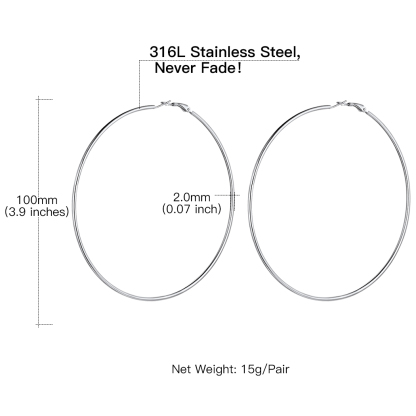 Lightweight Large Hoop Earrings for Women 30/50/70/100mm