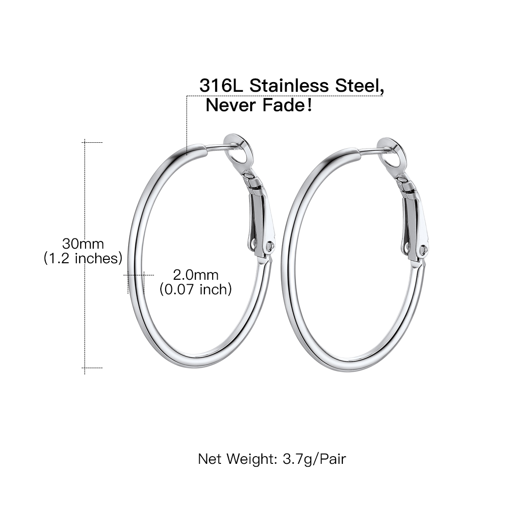 Lightweight Large Hoop Earrings for Women 30/50/70/100mm