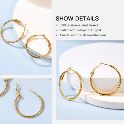 Lightweight Large Hoop Earrings for Women 30/50/70/100mm