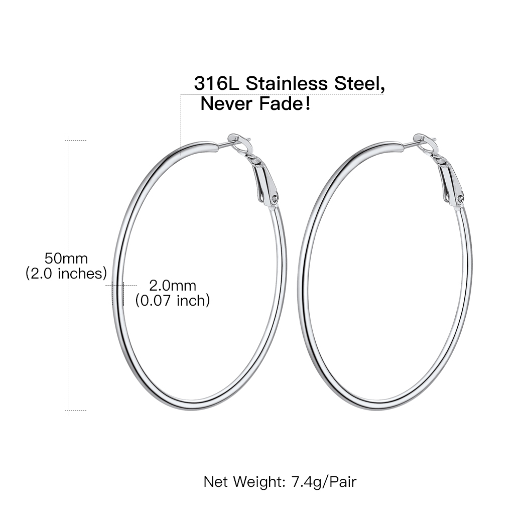 Lightweight Large Hoop Earrings for Women 30/50/70/100mm