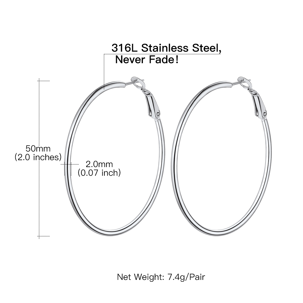 Lightweight Large Hoop Earrings for Women 30/50/70/100mm