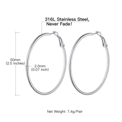 Lightweight Large Hoop Earrings for Women 30/50/70/100mm