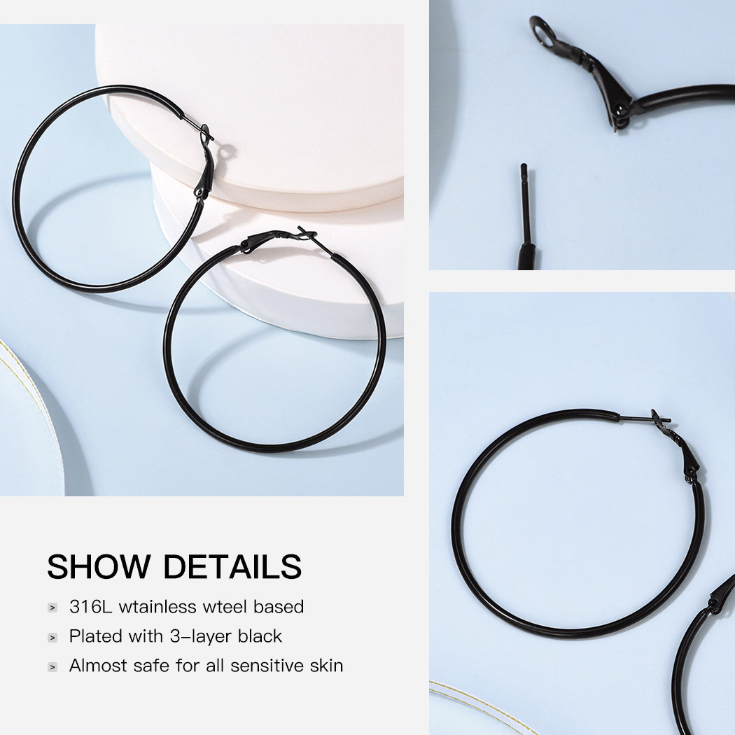 Lightweight Large Hoop Earrings for Women 30/50/70/100mm