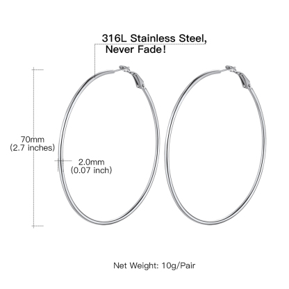 Lightweight Large Hoop Earrings for Women 30/50/70/100mm