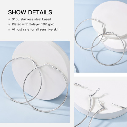 Lightweight Large Hoop Earrings for Women 30/50/70/100mm