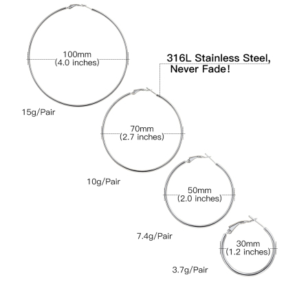 Lightweight Large Hoop Earrings for Women 30/50/70/100mm