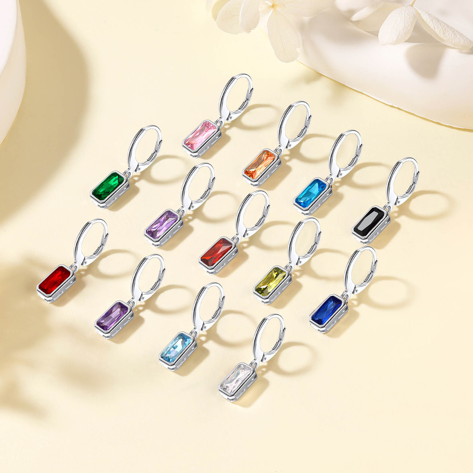 Birthstone Drop Earrings for Women color