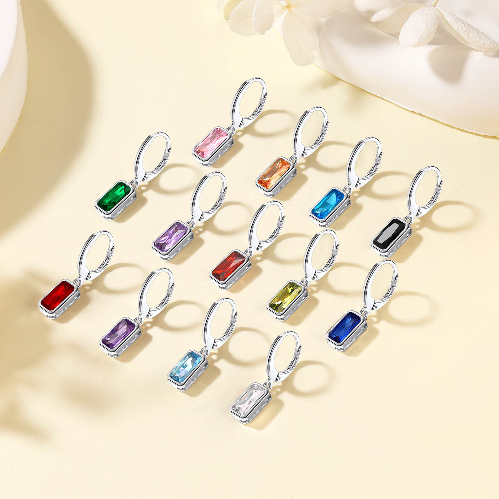 Birthstone Drop Earrings for Women color