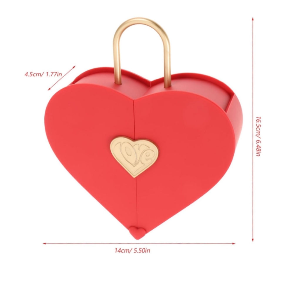 Concentric Lock Love Heart Red Jewelry Box