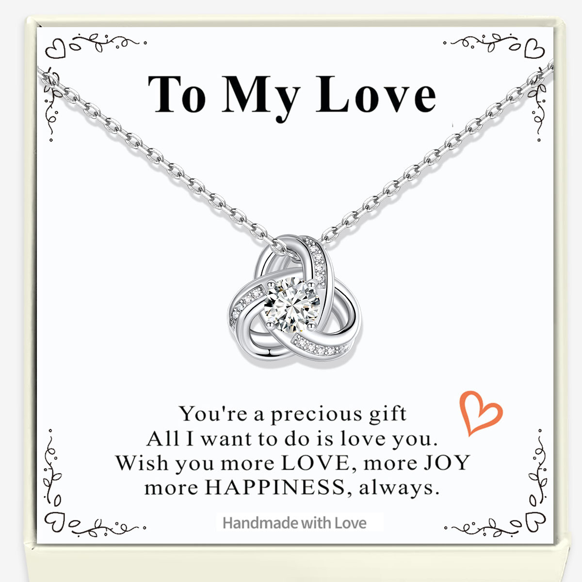 Birthstone Love Knot Necklace for Women