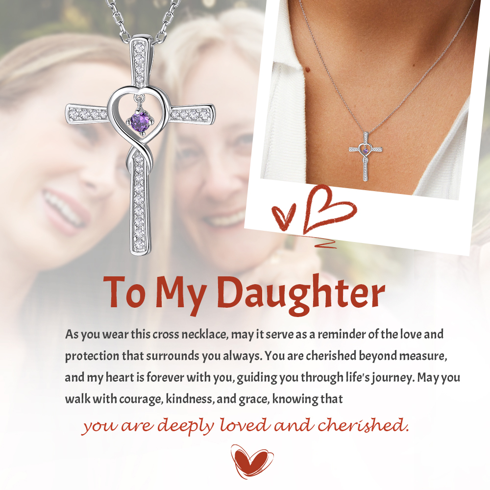 Birthstone Infinity Cross Pendant Necklace for Women meaningful gift