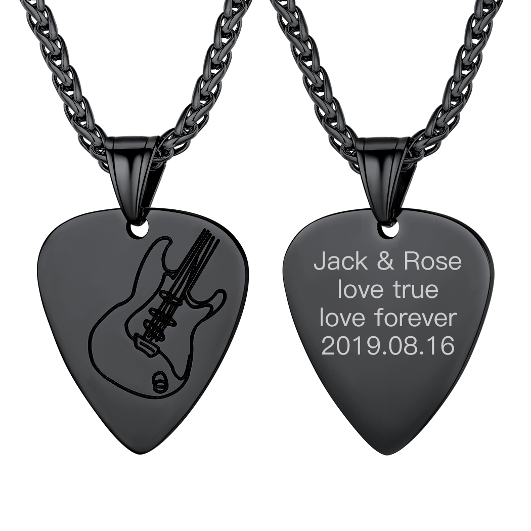 Custom Guitar Pick Pendant Necklace for Music Lovers Black