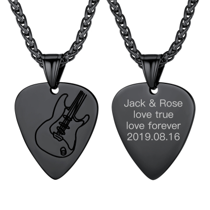 Custom Guitar Pick Pendant Necklace for Music Lovers Black