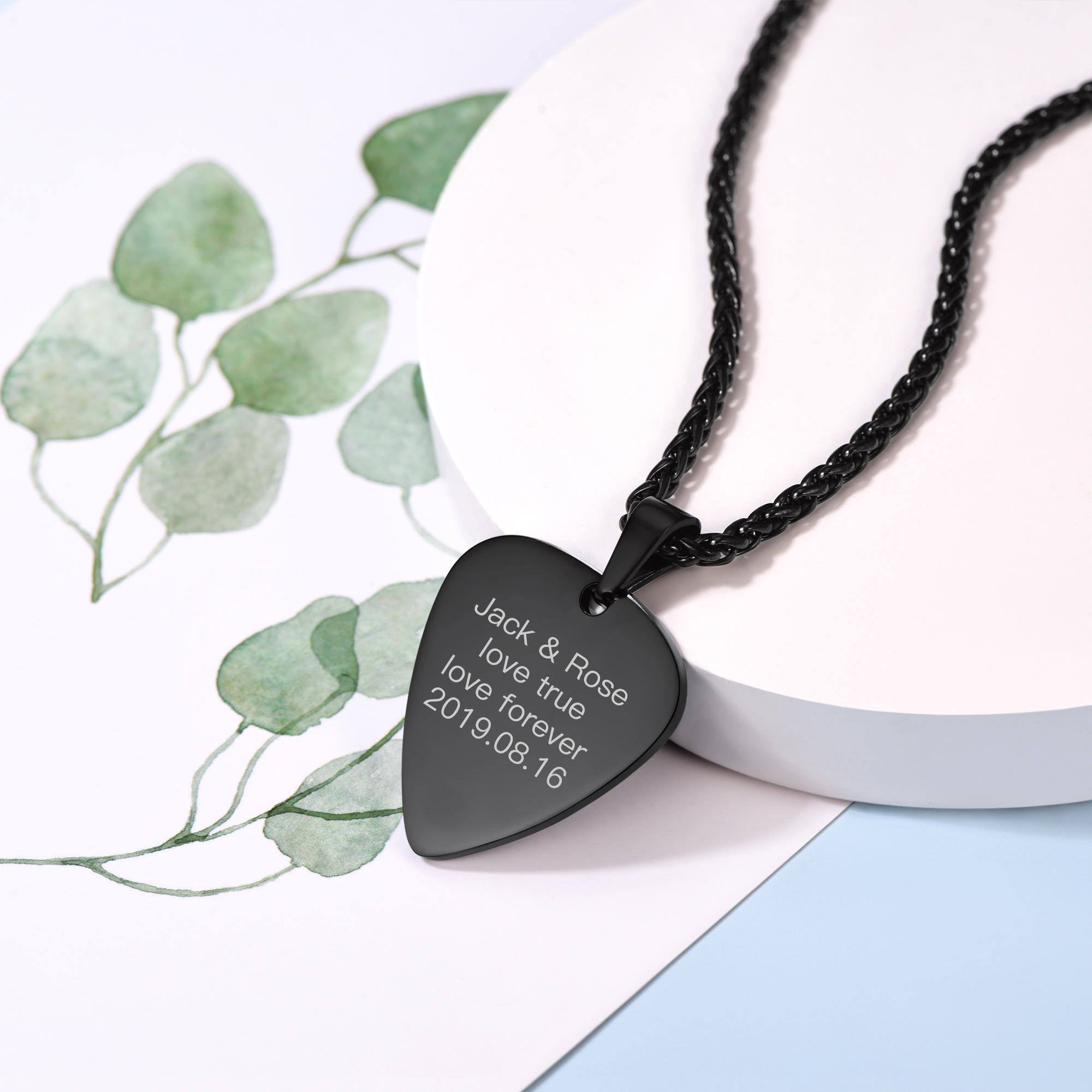 Custom Guitar Pick Pendant Necklace Black Back