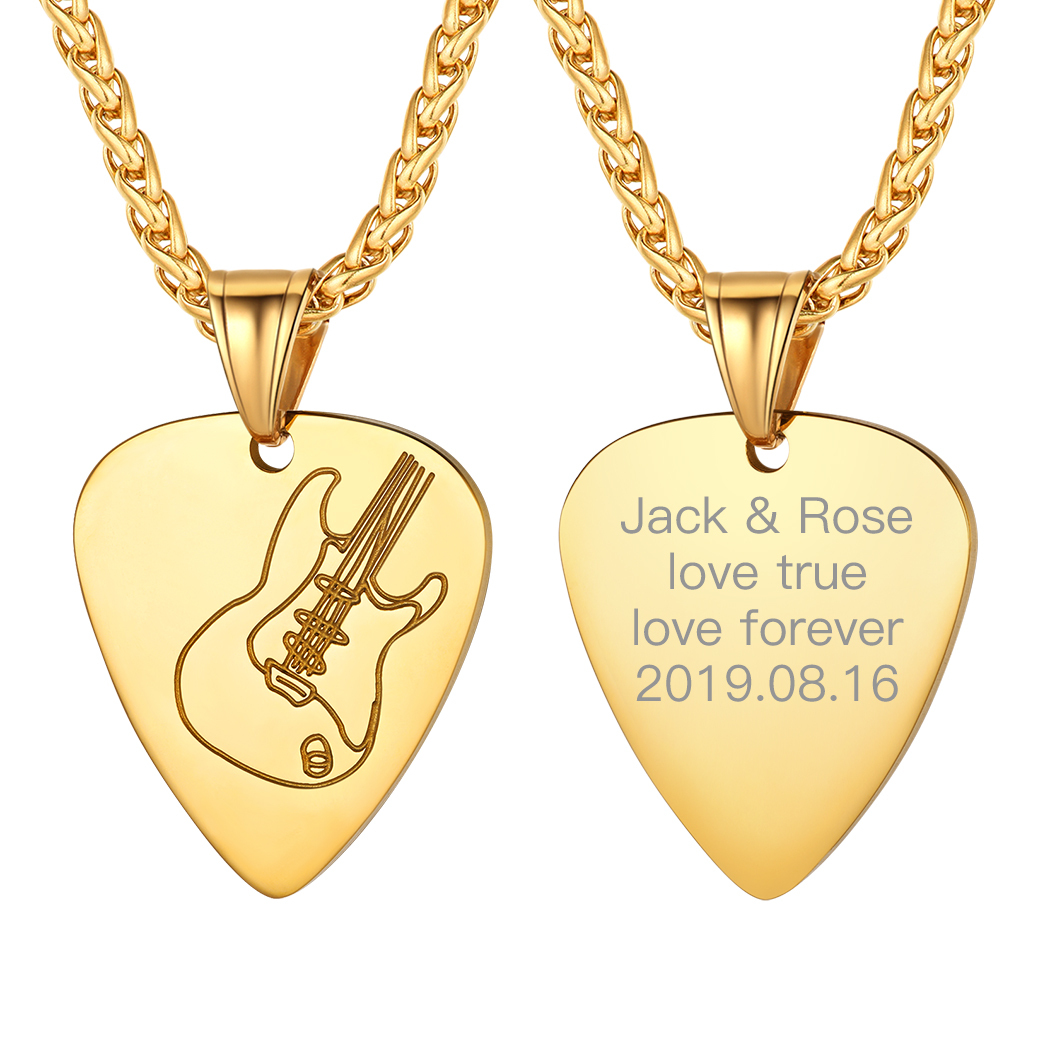 Custom Guitar Pick Pendant Necklace for Music Lovers Gold