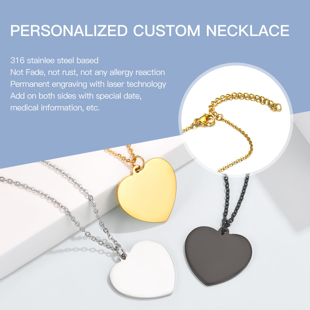 Personalized Engraved Heart Pendant Necklace