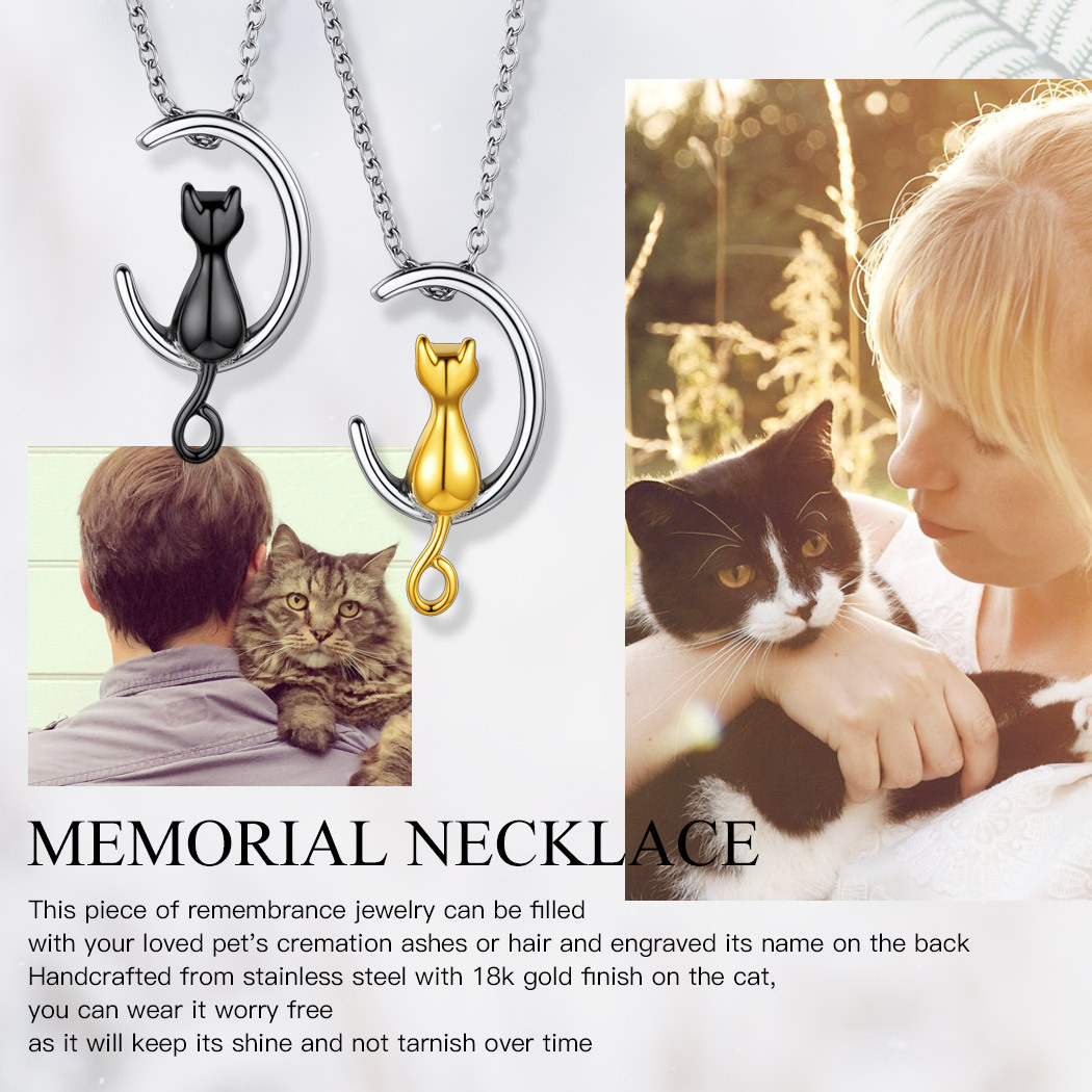 Moon Cat Urn Necklaces Memorial Jewelry