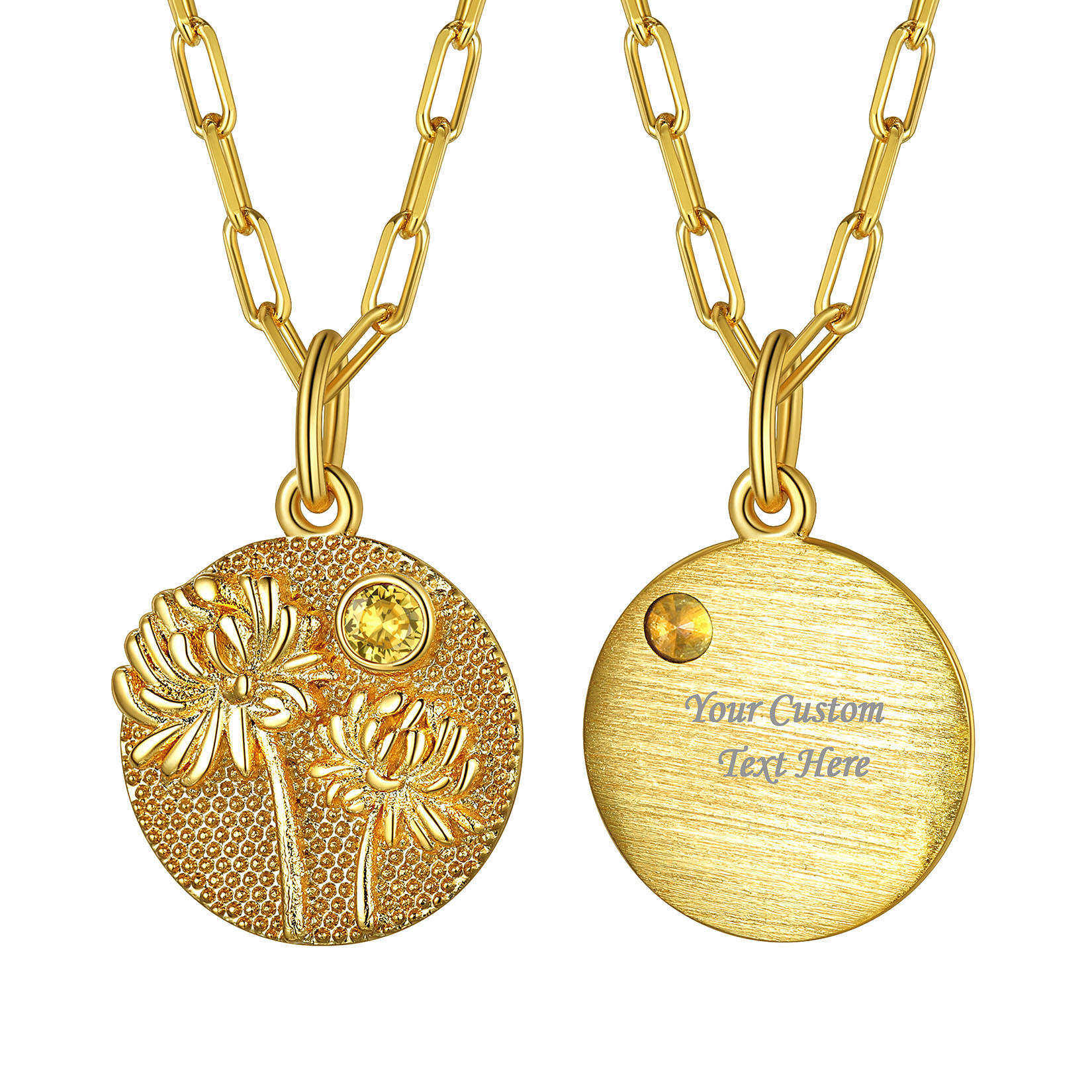 Personalized Birth Flower Birthstone Necklace for women NOV