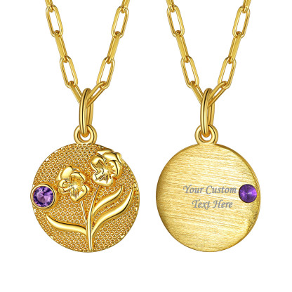 Personalized Birth Flower Birthstone Necklace for women FEB