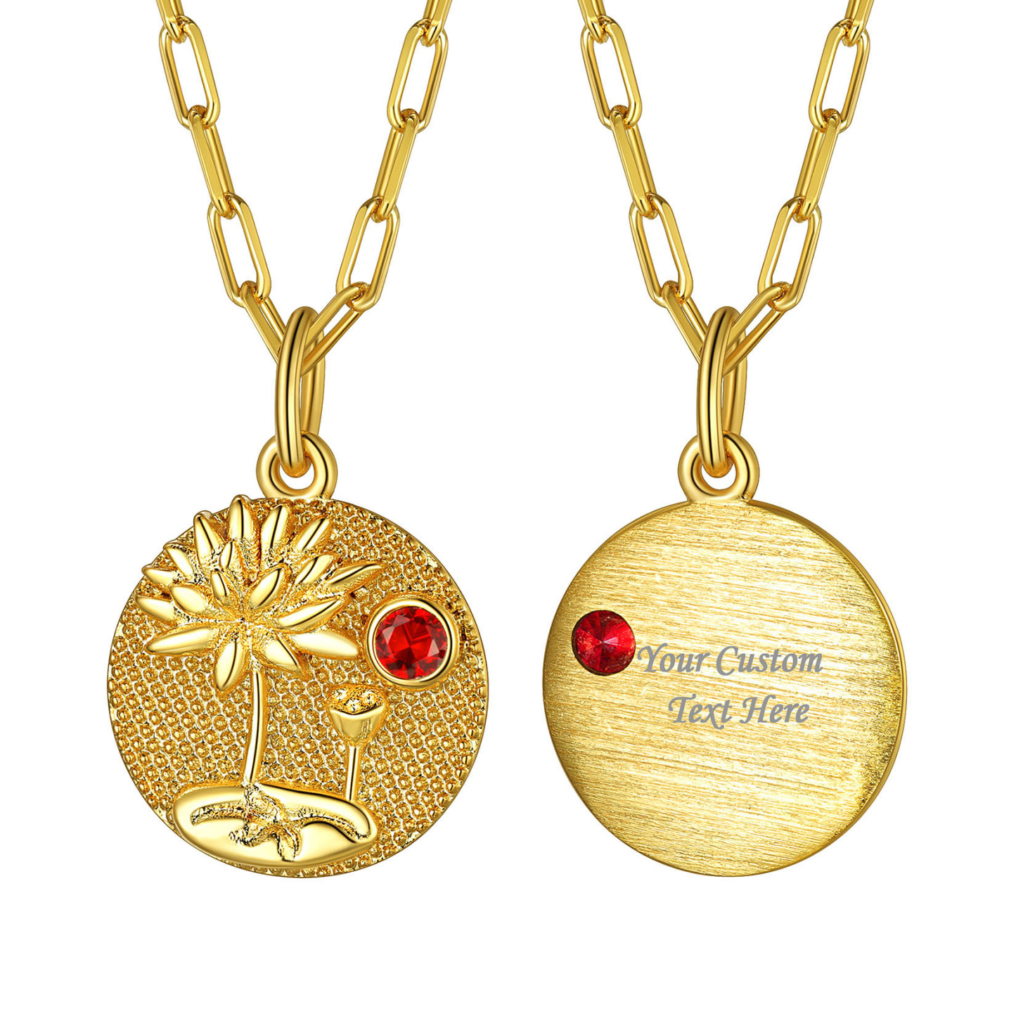 Personalized Birth Flower Birthstone Necklace for women JUL