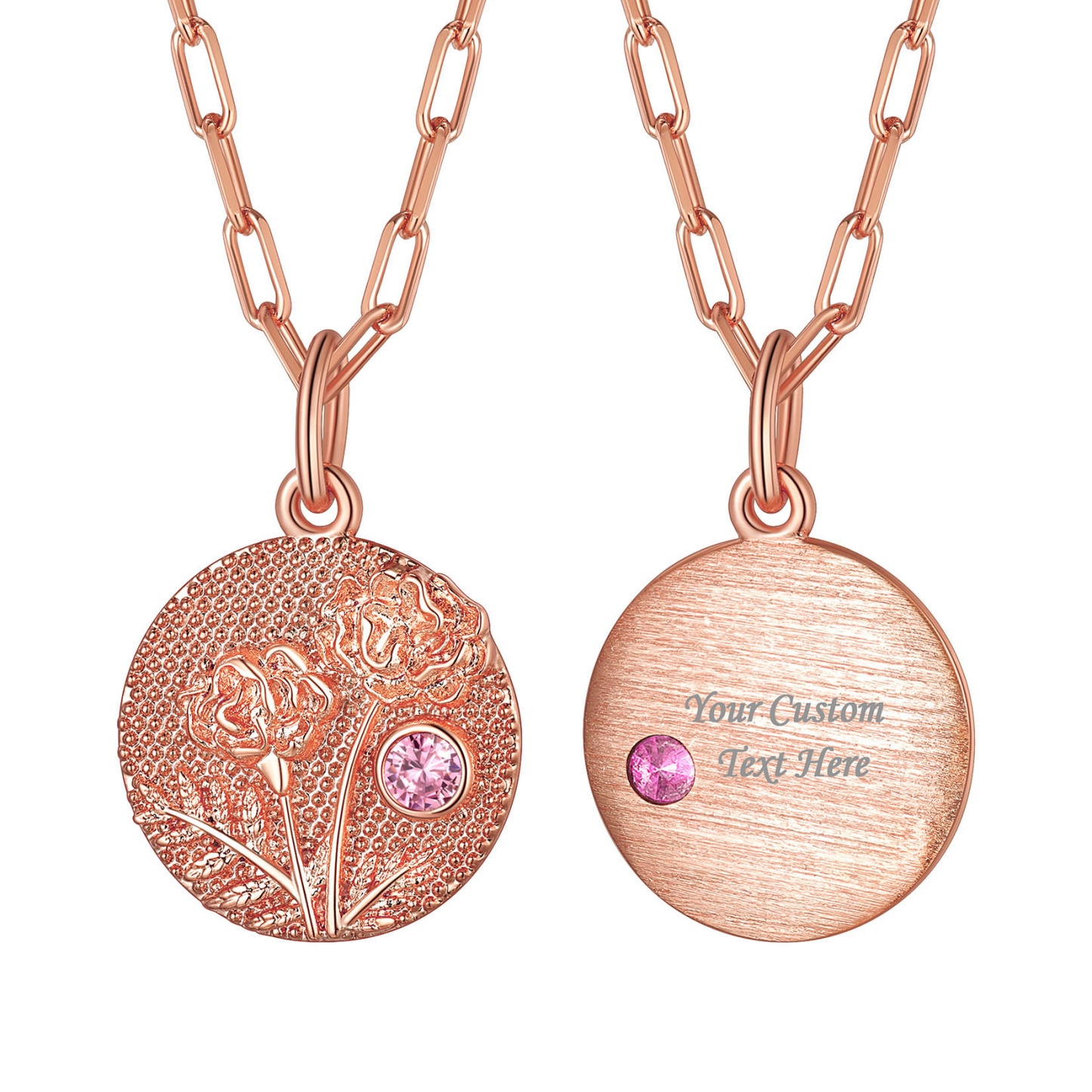 OCT Personalized Birth Flower Birthstone Necklace for women