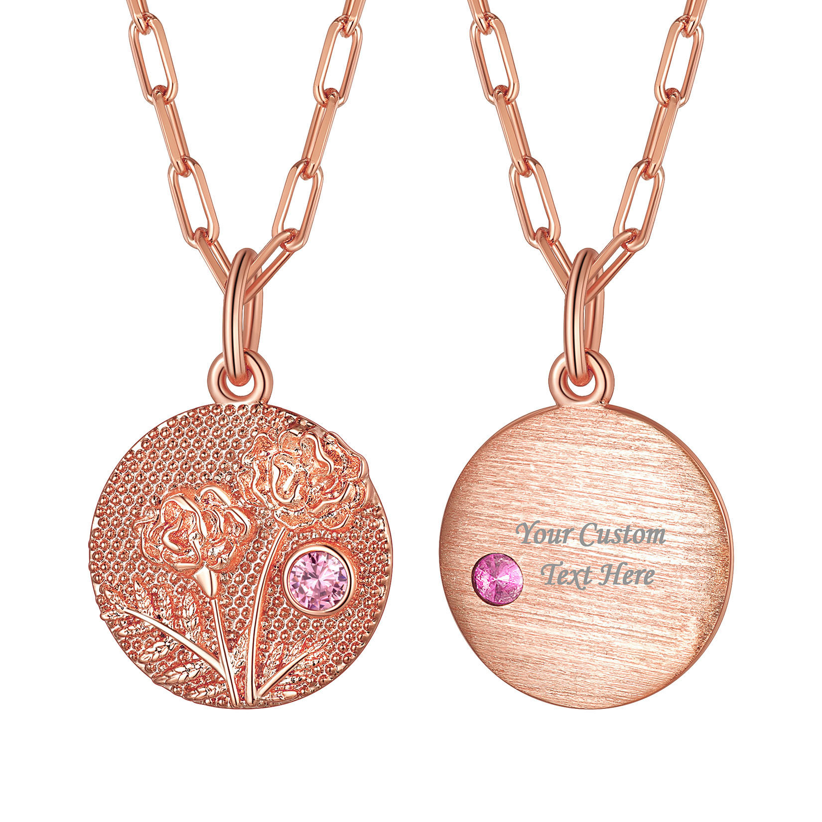 OCT Personalized Birth Flower Birthstone Necklace for women