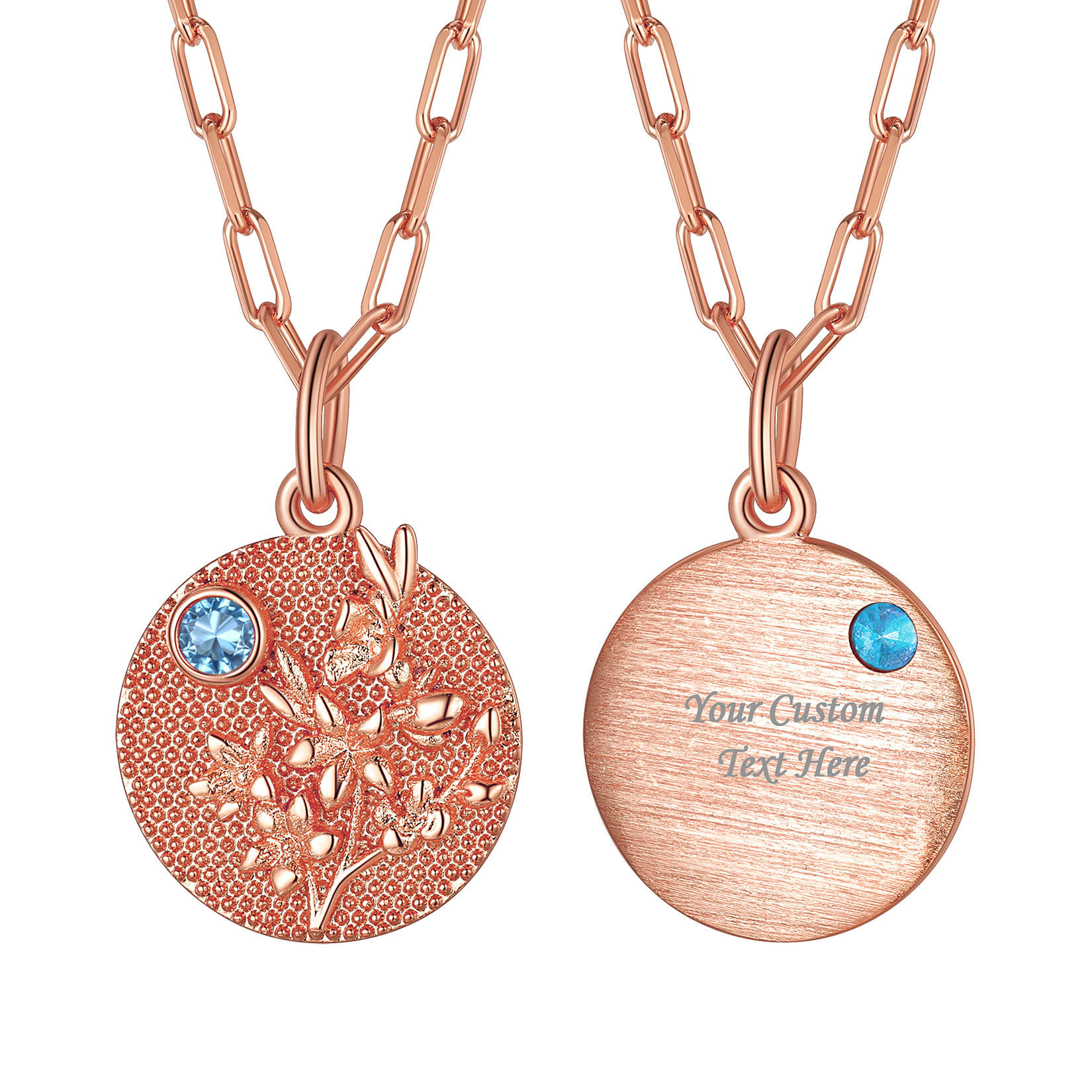 MAR Personalized Birth Flower Birthstone Necklace for women