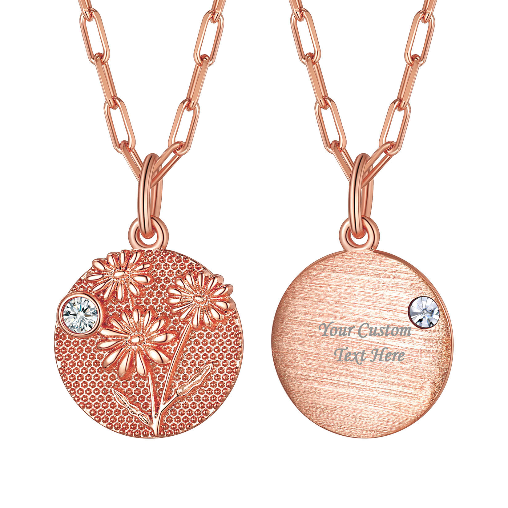 APR Personalized Birth Flower Birthstone Necklace for women