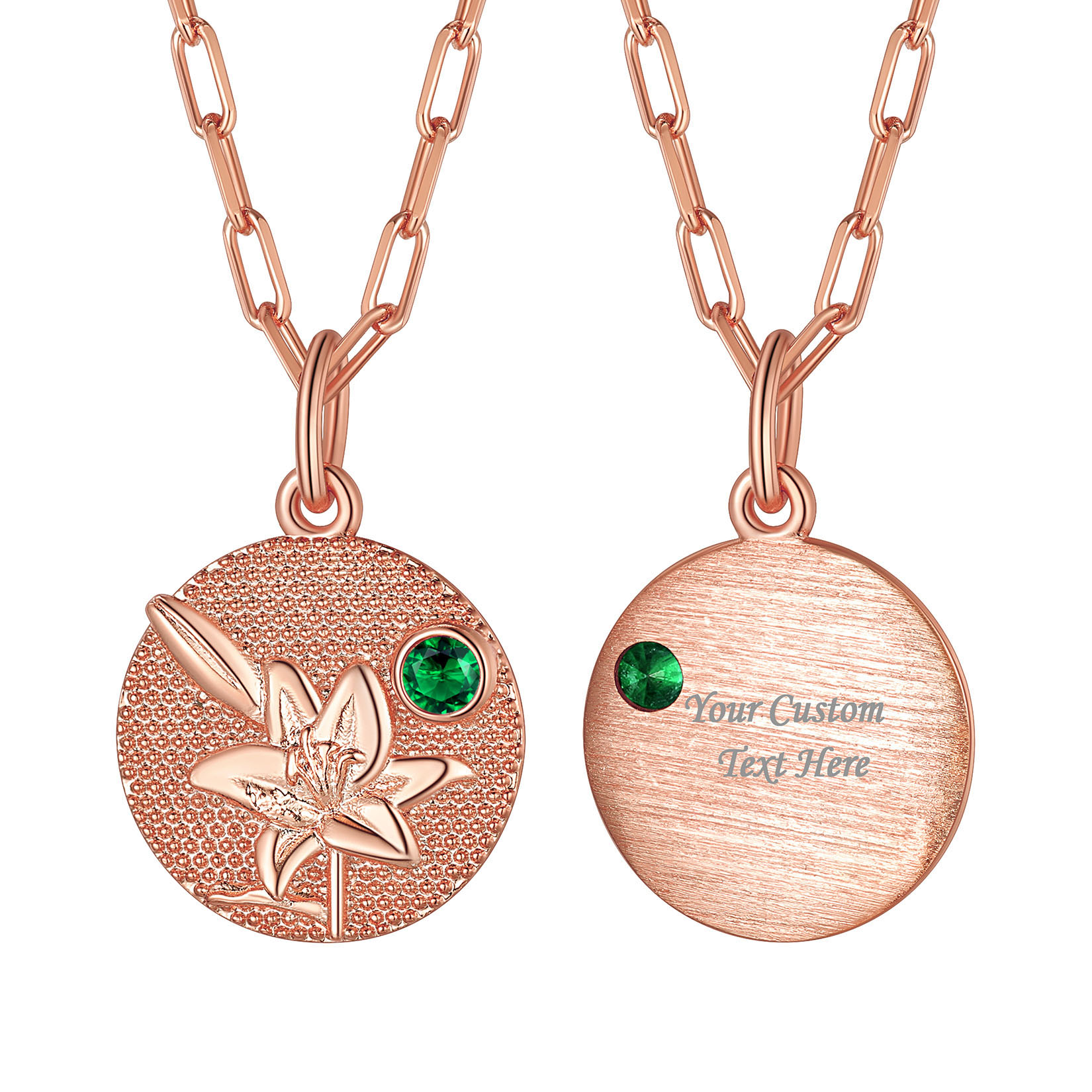 MAY Personalized Birth Flower Birthstone Necklace for women