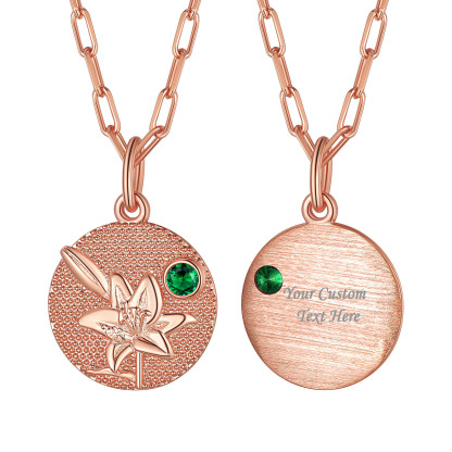 MAY Personalized Birth Flower Birthstone Necklace for women