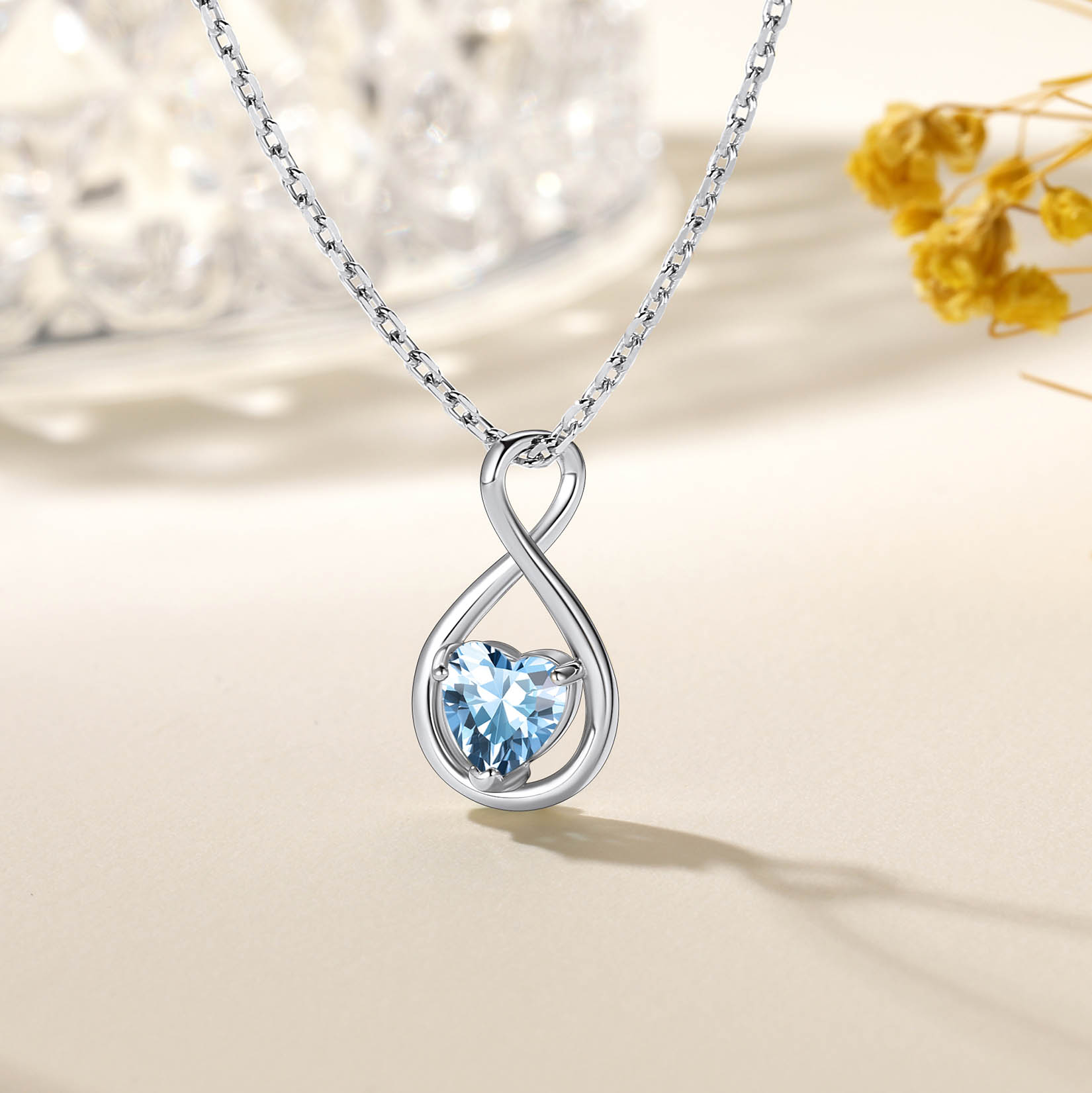  Birthstone Infinity Sterling Silver Pendant Necklace for Women occasion blue
