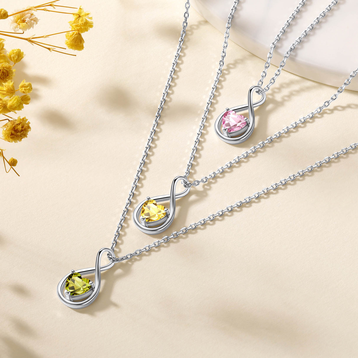  Birthstone Infinity Sterling Silver Pendant Necklace for Women occasion