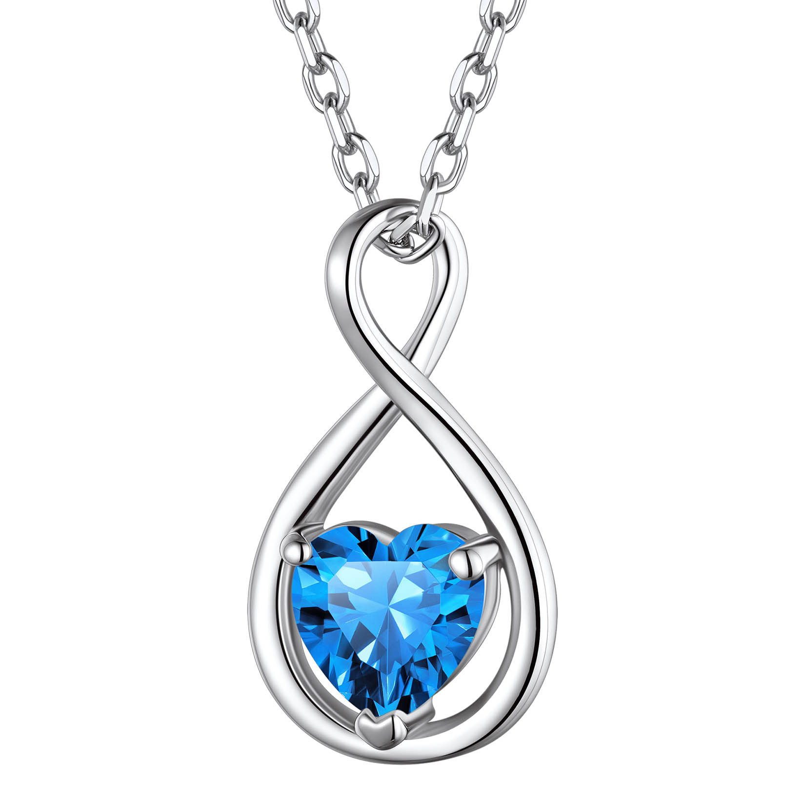  Birthstone Infinity Sterling Silver Pendant Necklace for Women Dec