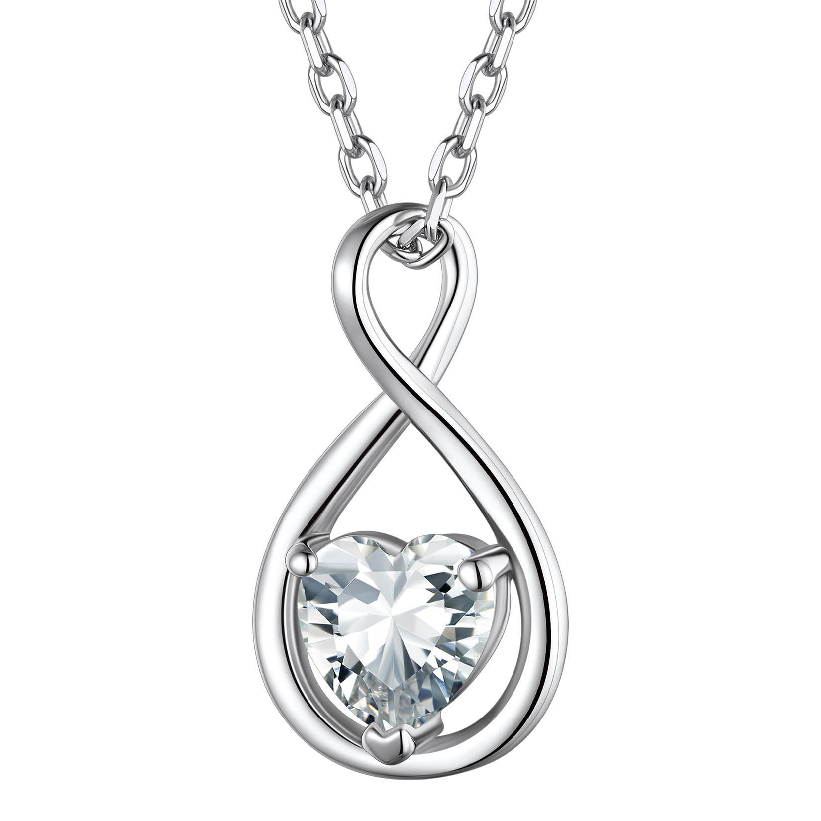  Birthstone Infinity Sterling Silver Pendant Necklace for Women Apr