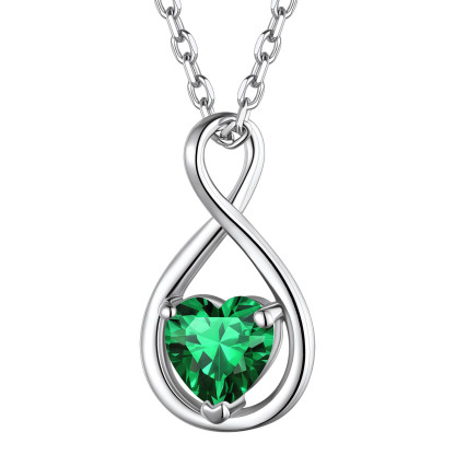 Birthstone Infinity Sterling Silver Pendant Necklace for Women May