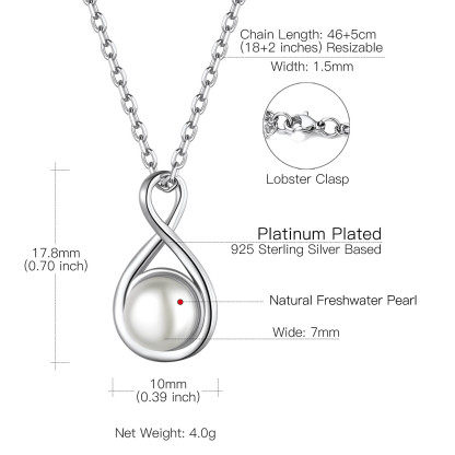 Sterling Silver Infinity Pearl Necklaces for Women size