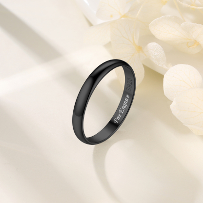 Personalized Sterling Silver Band Ring for Women black