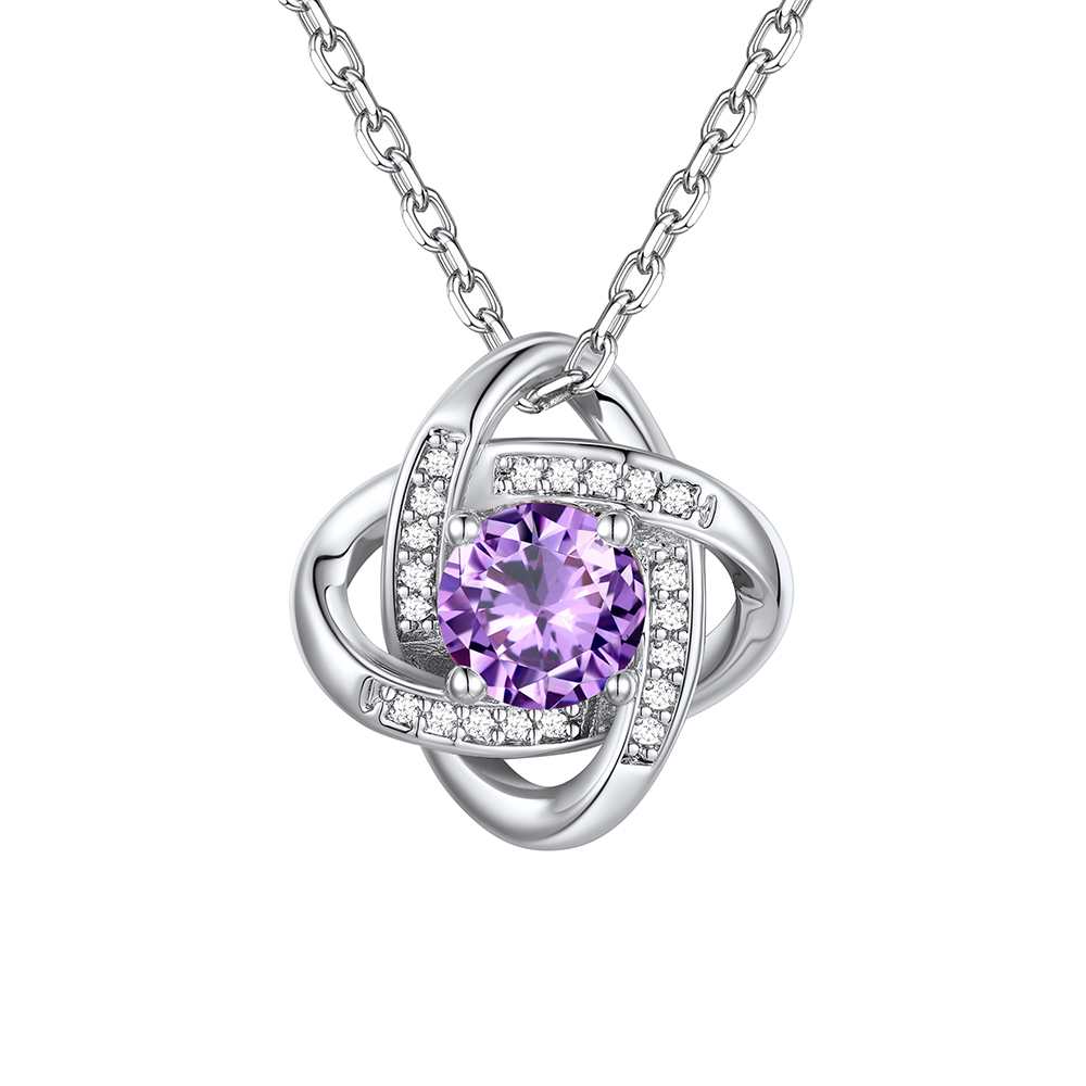 Love Knot Birthstone Necklace for Women