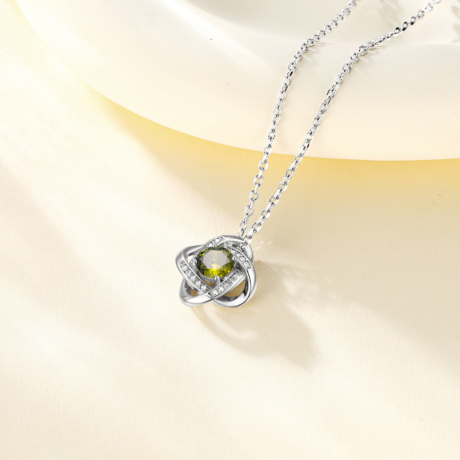 Love Knot Birthstone Necklace 