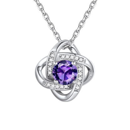 Love Knot Birthstone Necklace for Women