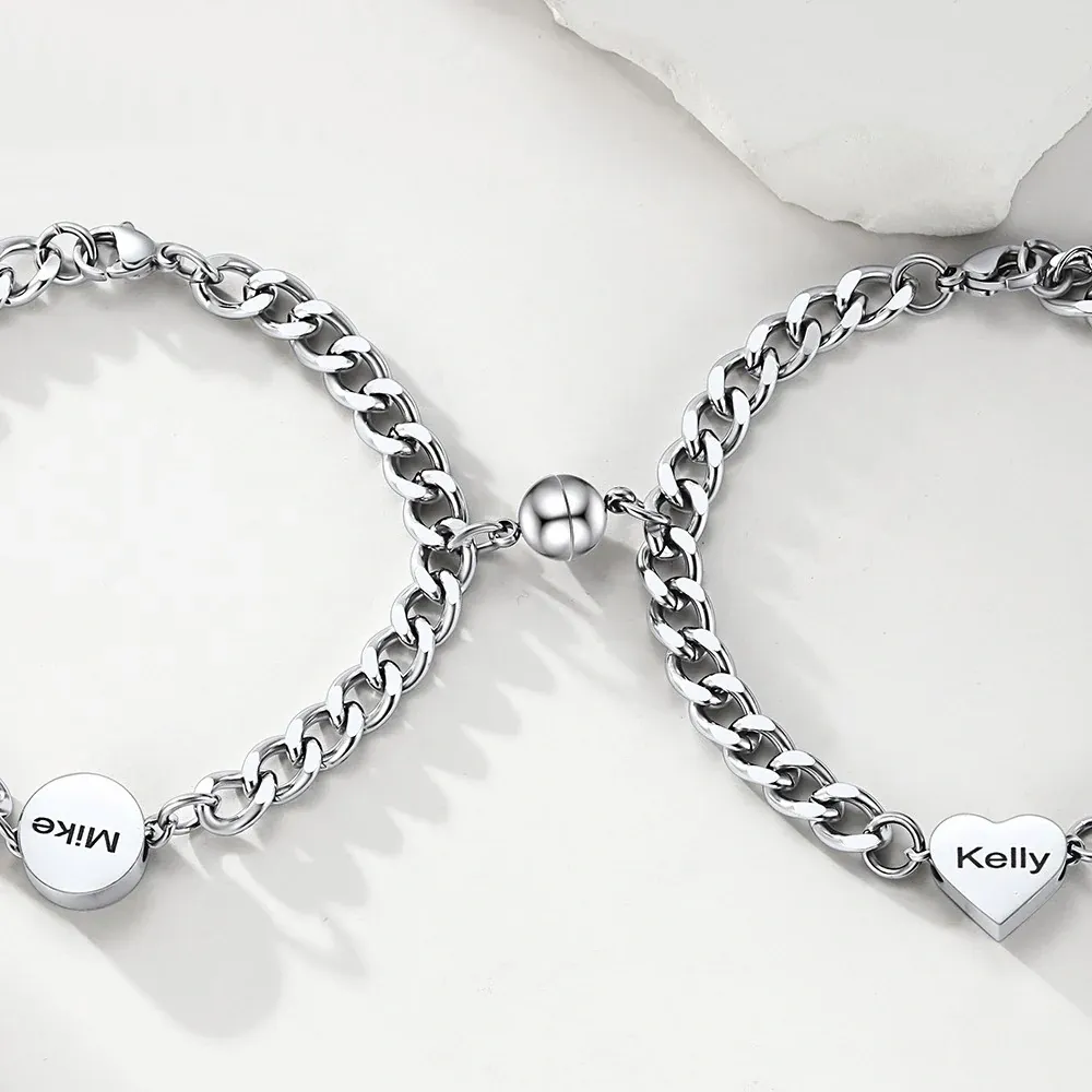 Magnetic Cuban Chain Couple Bracelet