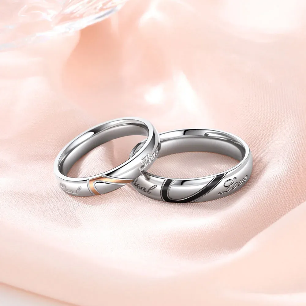 Heart Matching Promise durable Couple Rings 