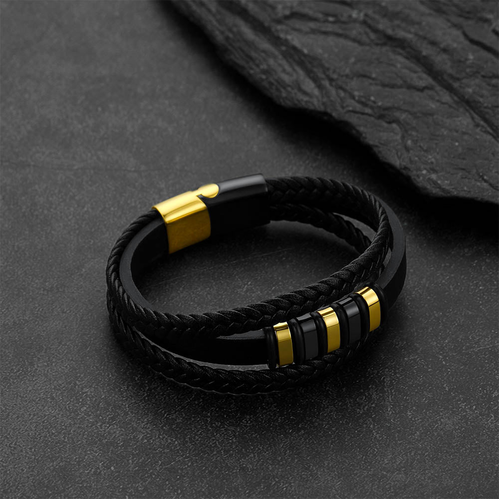 Men’s Gothic Multilayer Leather Bracelet gift for boyfriend