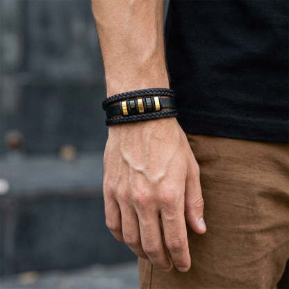 Men’s Gothic Multilayer Leather Bracelet gift for son