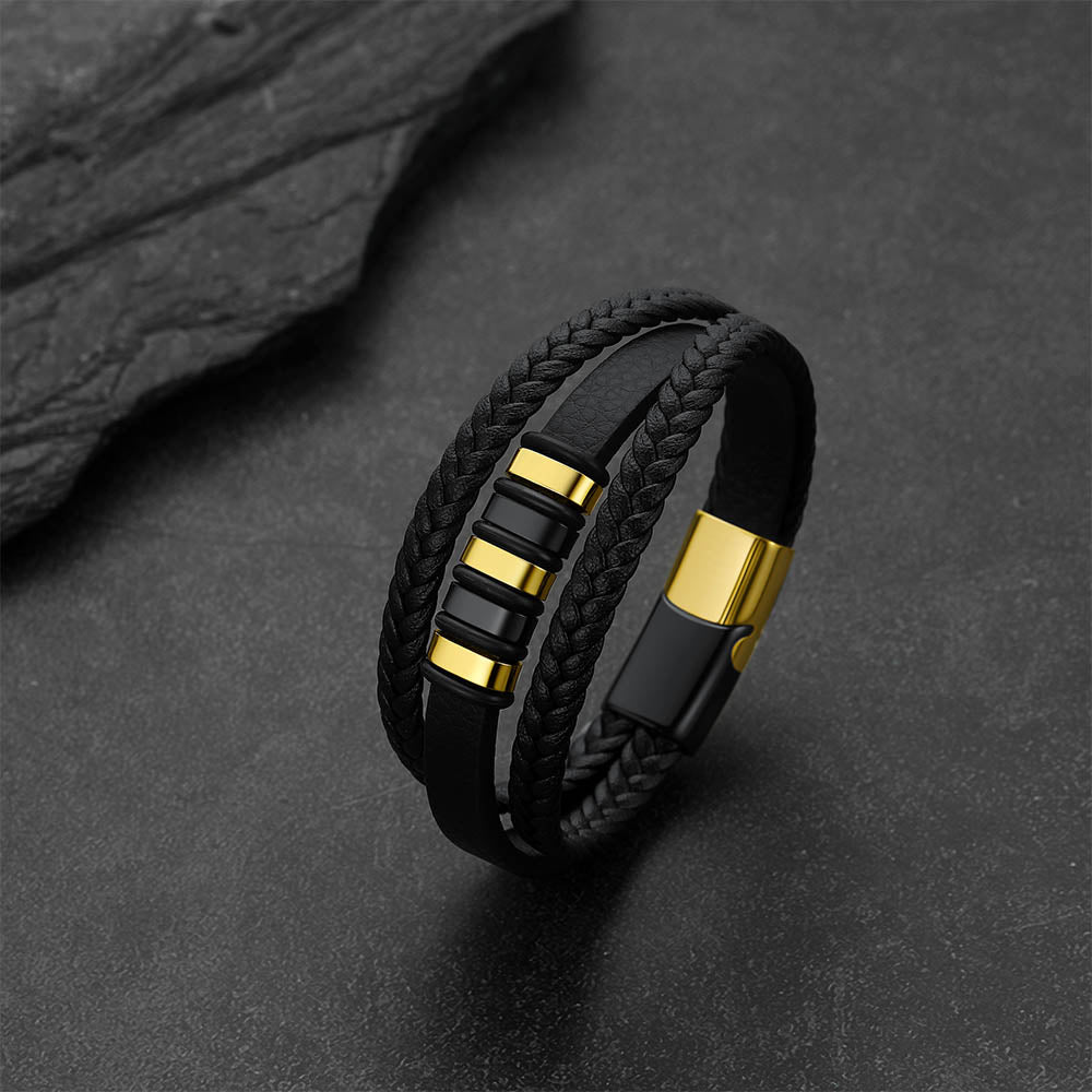 Men’s Gothic Multilayer Leather Bracelet