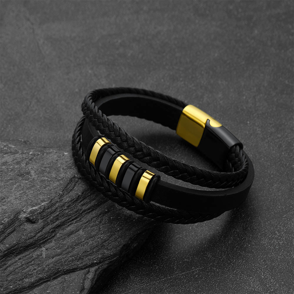 Men’s Gothic Multilayer Leather Bracelet gift for brother