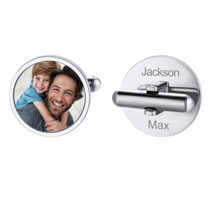 Personalized Photo Engraved Cufflinks for Men | Father's Day Gift